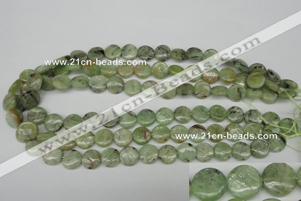 CKC254 15.5 inches 12mm flat round natural green kyanite beads