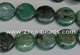 CKC60 15.5 inches 14mm flat round natural green kyanite beads