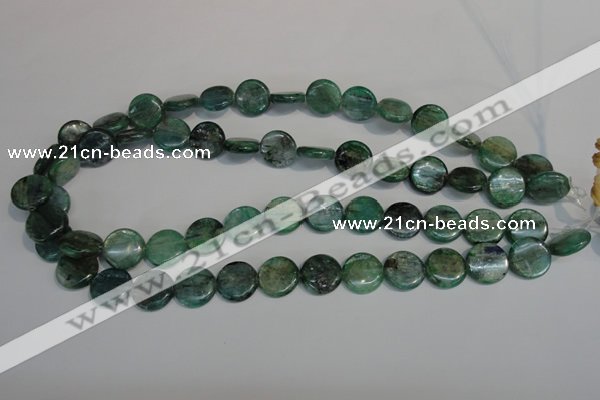 CKC60 15.5 inches 14mm flat round natural green kyanite beads
