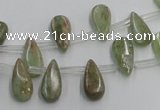 CKC96 Top drilled 6*12mm flat teardrop natural green kyanite beads