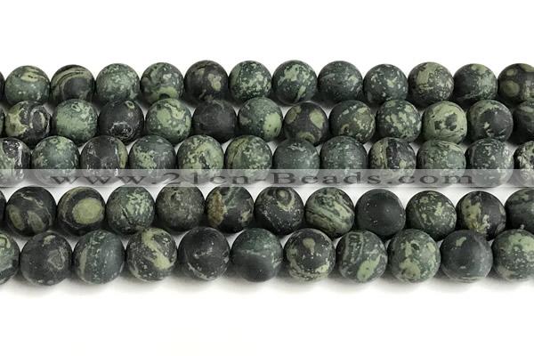 CKJ329 15 inches 12mm round matte kambaba jasper beads
