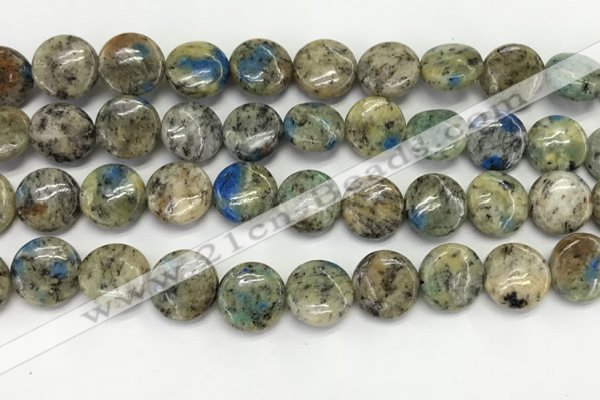 CKJ487 15.5 inches 11mm flat round natural k2 jasper beads