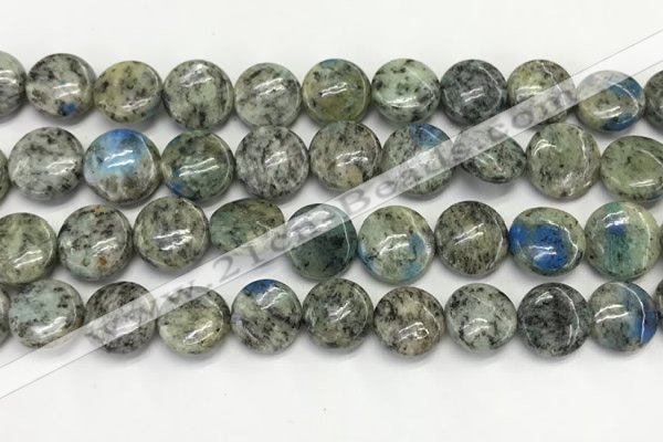 CKJ490 15.5 inches 11mm flat round natural k2 jasper beads