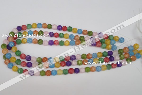 CKQ03 15.5 inches 8mm round matte dyed crackle quartz beads