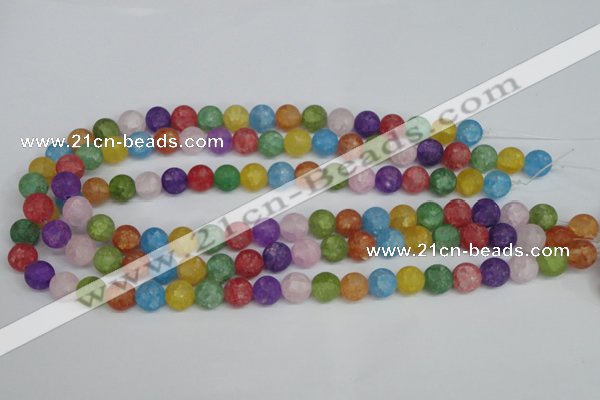 CKQ04 15.5 inches 10mm round matte dyed crackle quartz beads