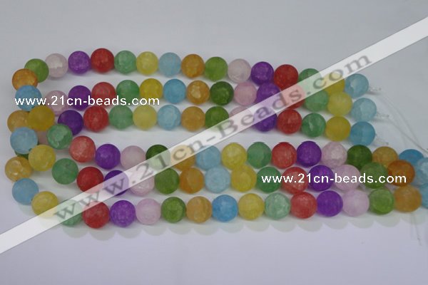 CKQ05 15.5 inches 12mm round matte dyed crackle quartz beads