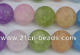 CKQ06 15.5 inches 14mm round matte dyed crackle quartz beads