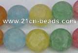 CKQ07 15.5 inches 16mm round matte dyed crackle quartz beads