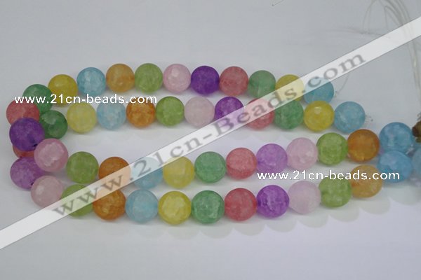 CKQ07 15.5 inches 16mm round matte dyed crackle quartz beads