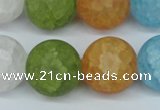 CKQ08 15.5 inches 18mm round matte dyed crackle quartz beads