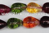 CKQ110 15.5 inches 12*18mm teardrop dyed crackle quartz beads