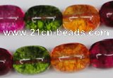 CKQ113 15.5 inches 14*18mm drum dyed crackle quartz beads