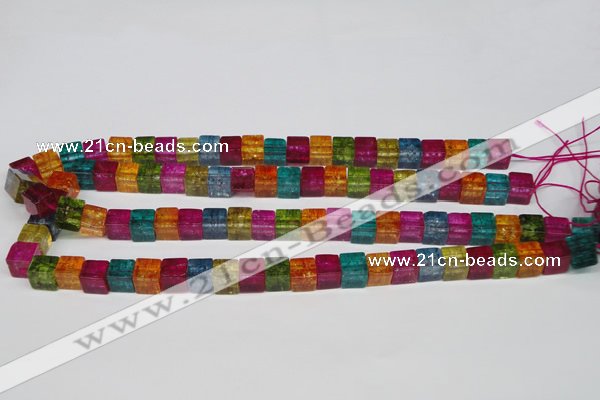 CKQ115 15.5 inches 8*8mm cube dyed crackle quartz beads