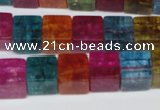 CKQ116 15.5 inches 10*10mm cube dyed crackle quartz beads