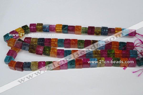 CKQ116 15.5 inches 10*10mm cube dyed crackle quartz beads