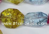 CKQ119 15.5 inches 16*26mm faceted nuggets dyed crackle quartz beads