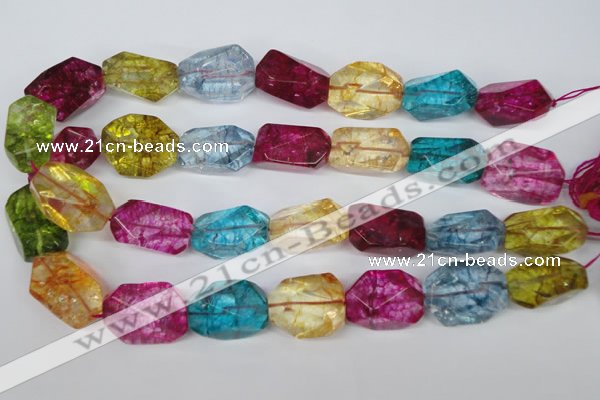 CKQ119 15.5 inches 16*26mm faceted nuggets dyed crackle quartz beads