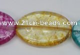 CKQ123 15.5 inches 30*40mm oval dyed crackle quartz beads