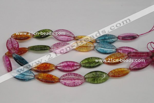 CKQ124 15.5 inches 15*30mm marquise dyed crackle quartz beads