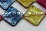 CKQ133 15.5 inches 25*25mm diamond dyed crackle quartz beads