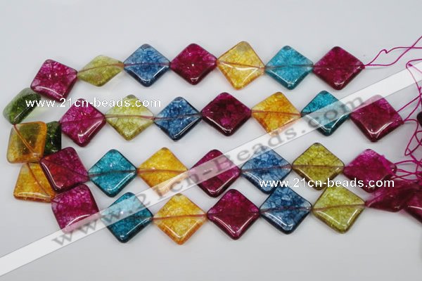 CKQ133 15.5 inches 25*25mm diamond dyed crackle quartz beads