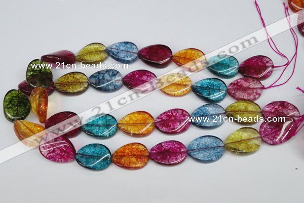 CKQ139 15.5 inches 18*25mm twisted oval dyed crackle quartz beads