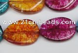 CKQ140 15.5 inches 20*30mm twisted oval dyed crackle quartz beads