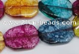 CKQ142 15.5 inches 18*25mm twisted rectangle dyed crackle quartz beads