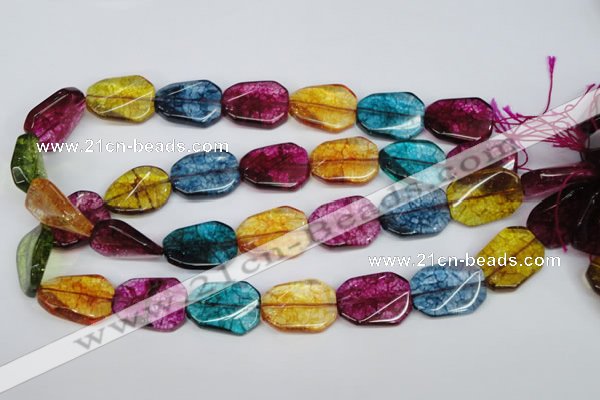 CKQ142 15.5 inches 18*25mm twisted rectangle dyed crackle quartz beads