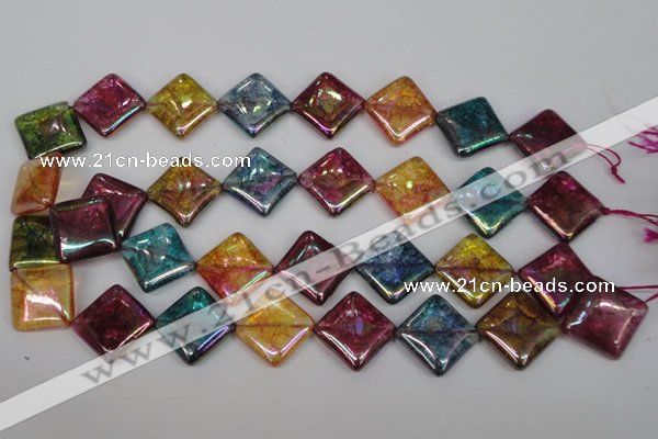 CKQ153 15.5 inches 25*25mm diamond AB-color crackle quartz beads