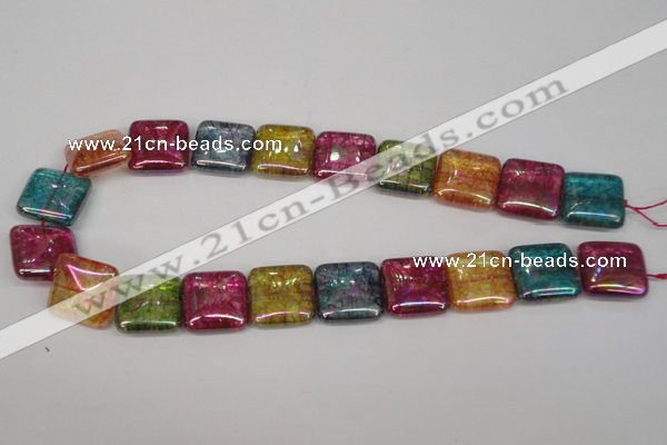 CKQ155 15.5 inches 20*20mm square AB-color crackle quartz beads