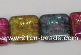 CKQ156 15.5 inches 25*25mm square AB-color crackle quartz beads