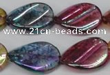 CKQ161 15.5 inches 18*25mm twisted oval AB-color crackle quartz beads