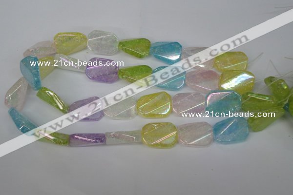 CKQ164 15.5 inches 18*25mm twisted rectangle AB-color crackle quartz beads