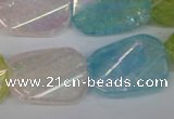 CKQ165 15.5 inches 20*30mm twisted rectangle AB-color crackle quartz beads