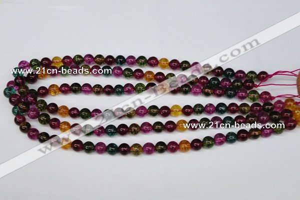 CKQ32 15.5 inches 8mm round dyed crackle quartz beads wholesale