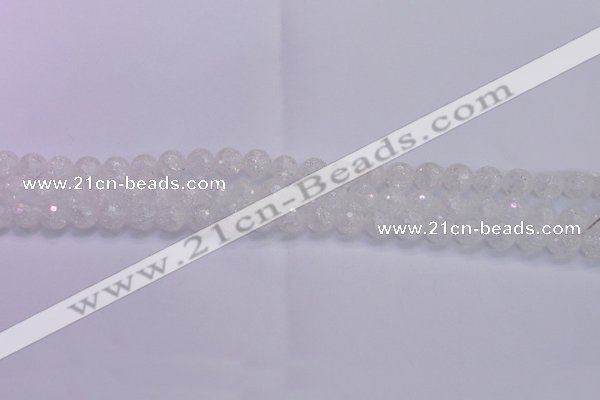 CKQ343 15.5 inches 6mm faceted round dyed crackle quartz beads