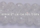 CKQ344 15.5 inches 8mm faceted round dyed crackle quartz beads