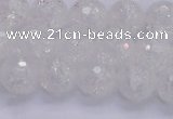 CKQ345 15.5 inches 10mm faceted round dyed crackle quartz beads