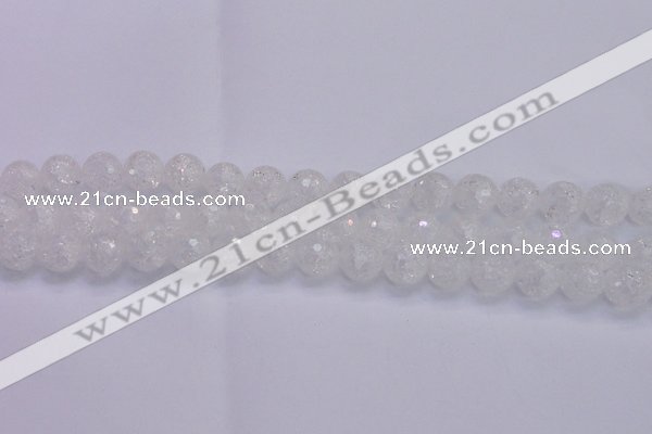 CKQ346 15.5 inches 12mm faceted round dyed crackle quartz beads