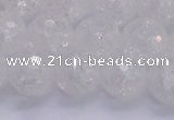 CKQ347 15.5 inches 14mm faceted round dyed crackle quartz beads