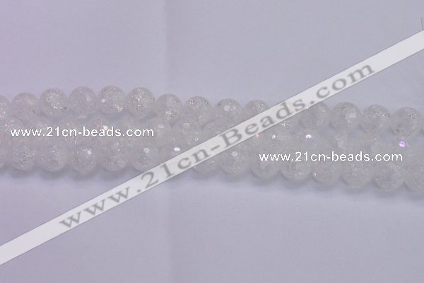 CKQ347 15.5 inches 14mm faceted round dyed crackle quartz beads