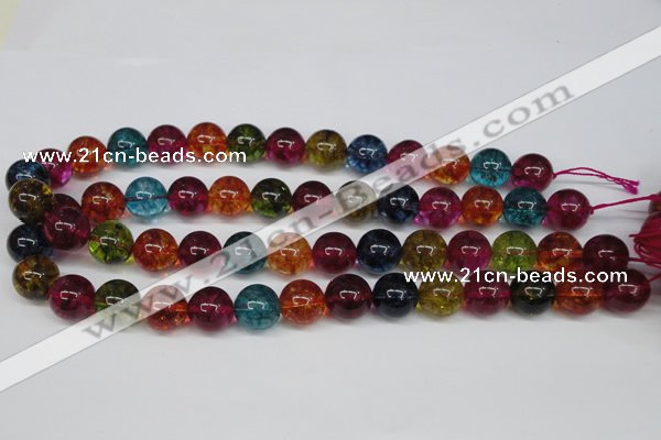 CKQ35 15.5 inches 14mm round dyed crackle quartz beads wholesale