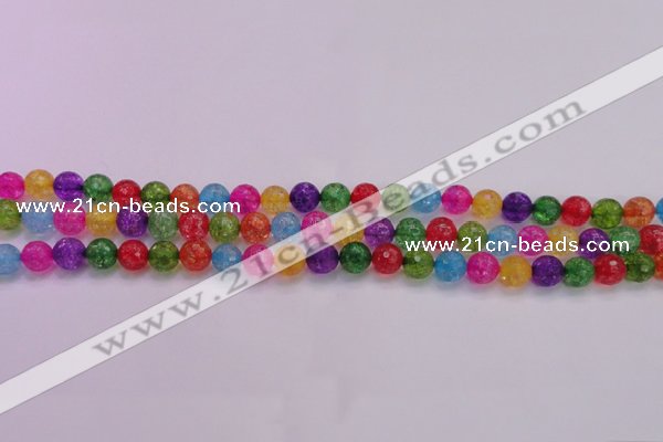 CKQ350 15.5 inches 6mm faceted round dyed crackle quartz beads