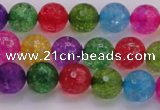 CKQ351 15.5 inches 8mm faceted round dyed crackle quartz beads