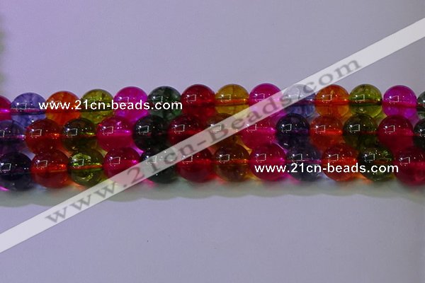 CKQ392 15.5 inches 8mm round dyed crackle quartz beads