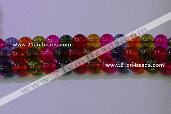 CKQ393 15.5 inches 10mm round dyed crackle quartz beads