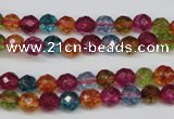 CKQ41 15.5 inches 6mm faceted round dyed crackle quartz beads