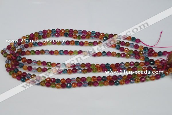 CKQ41 15.5 inches 6mm faceted round dyed crackle quartz beads