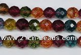 CKQ42 15.5 inches 8mm faceted round dyed crackle quartz beads